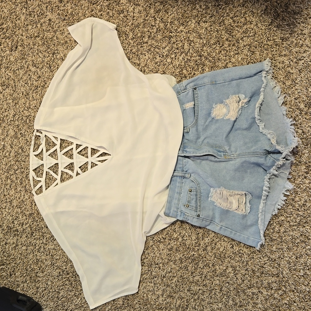 White chiffon v-neck blouse